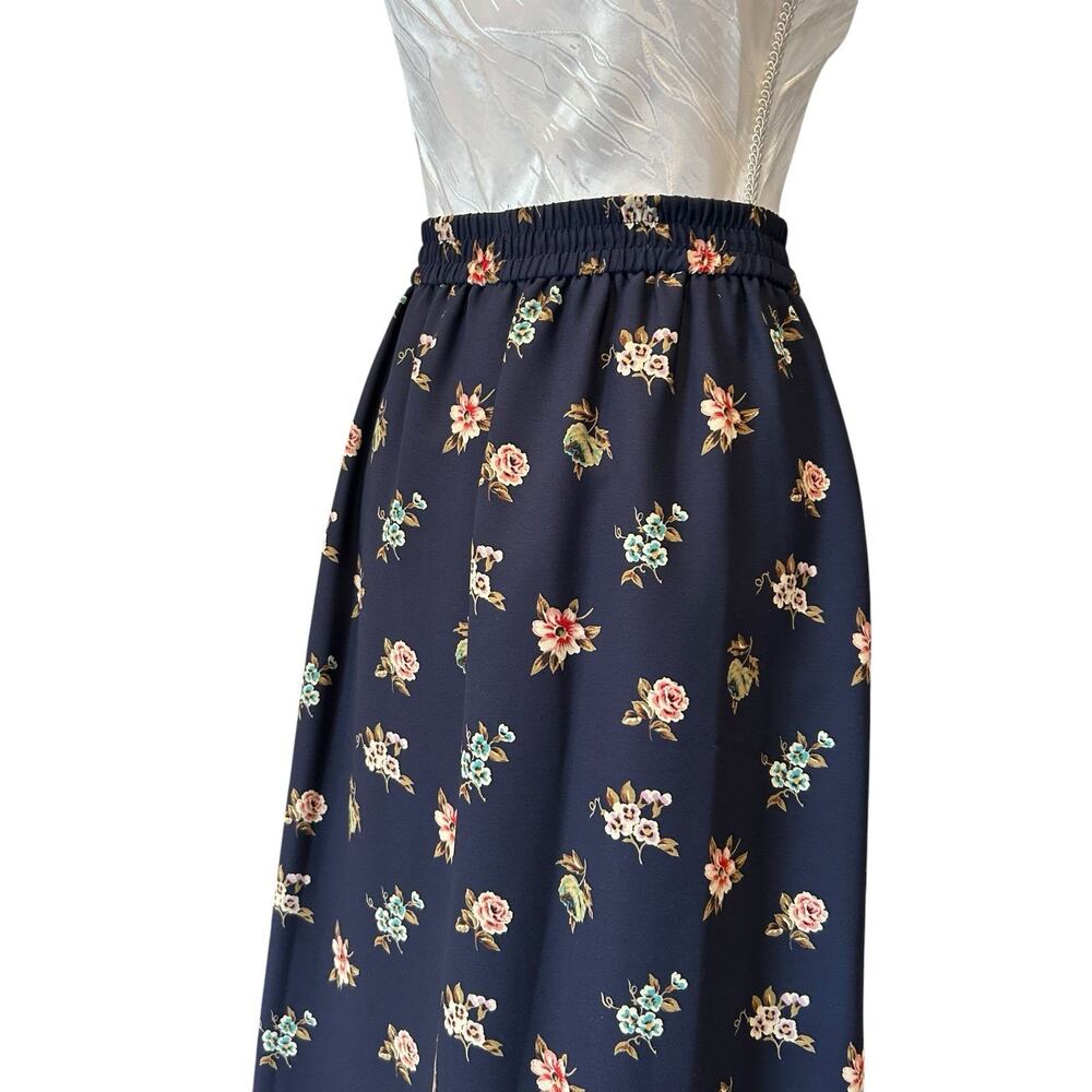 Leslie Fay Navy Floral Border Midi Skirt 16P Coastal Chic - Picture 13 of 14
